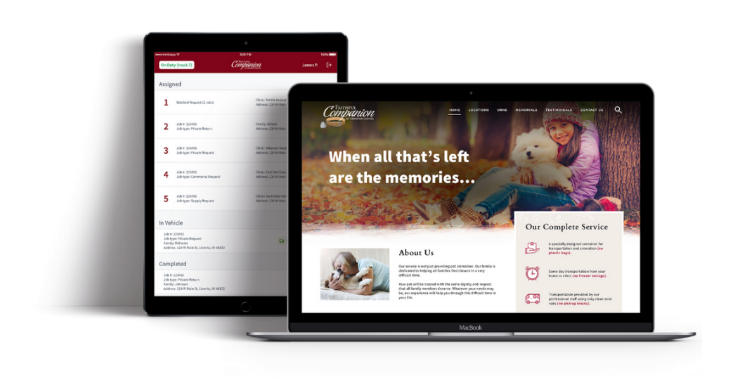 Custom website design for Faithful Companion built by SPARK